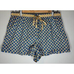 Vera Bradley Sleep Shorts Large Blue Floral Drawstring Flowers Pajamas Sleepwear